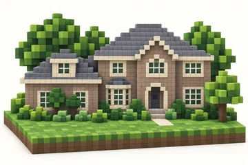 The same house as a grid of coloured cubes.